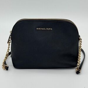 Michael Kors Cindy‎ Dome Crossbody Bag Womens Black Gold Plated Fashion One Size